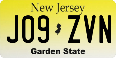 NJ license plate J09ZVN