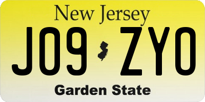 NJ license plate J09ZYO