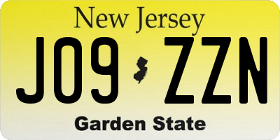 NJ license plate J09ZZN