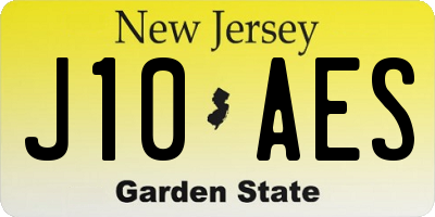 NJ license plate J10AES