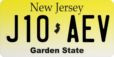 NJ license plate J10AEV