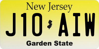 NJ license plate J10AIW