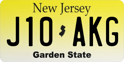 NJ license plate J10AKG