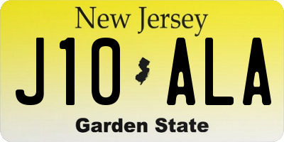 NJ license plate J10ALA