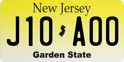 NJ license plate J10AOO