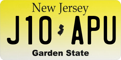NJ license plate J10APU