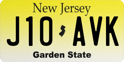 NJ license plate J10AVK