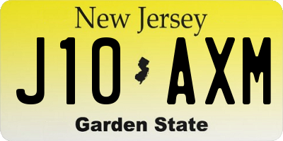 NJ license plate J10AXM