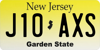 NJ license plate J10AXS