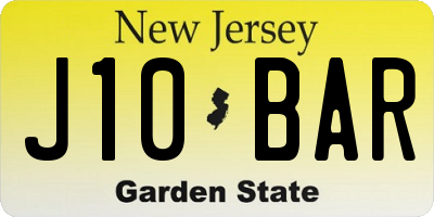 NJ license plate J10BAR