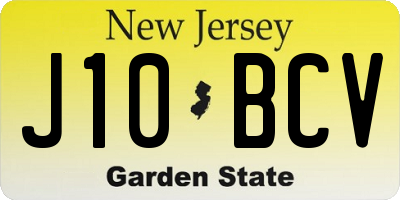 NJ license plate J10BCV