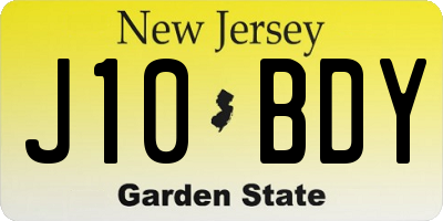 NJ license plate J10BDY