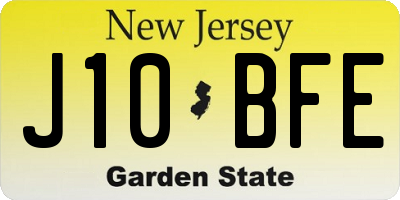 NJ license plate J10BFE