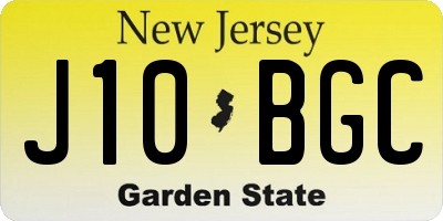 NJ license plate J10BGC