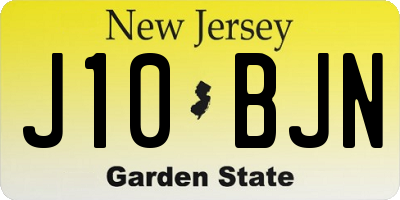 NJ license plate J10BJN