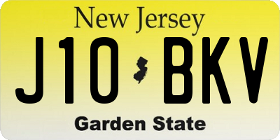 NJ license plate J10BKV