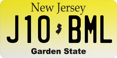 NJ license plate J10BML
