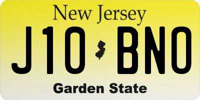 NJ license plate J10BNO