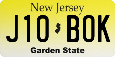 NJ license plate J10BOK