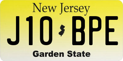 NJ license plate J10BPE