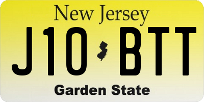 NJ license plate J10BTT