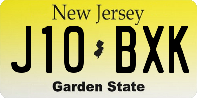 NJ license plate J10BXK