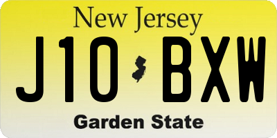NJ license plate J10BXW