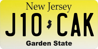 NJ license plate J10CAK