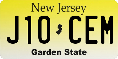 NJ license plate J10CEM