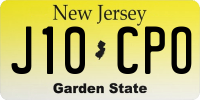 NJ license plate J10CPO