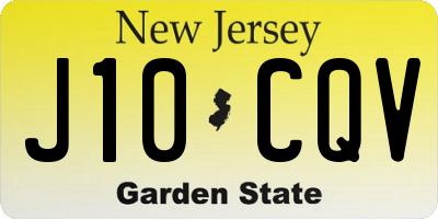 NJ license plate J10CQV