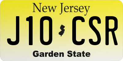 NJ license plate J10CSR