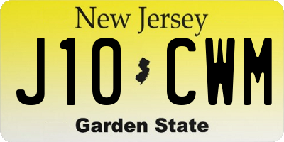 NJ license plate J10CWM