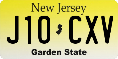 NJ license plate J10CXV