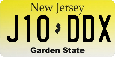NJ license plate J10DDX
