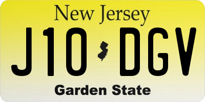 NJ license plate J10DGV