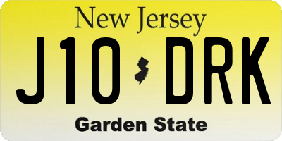 NJ license plate J10DRK