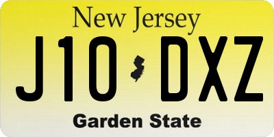 NJ license plate J10DXZ