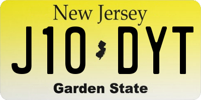 NJ license plate J10DYT