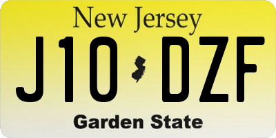 NJ license plate J10DZF