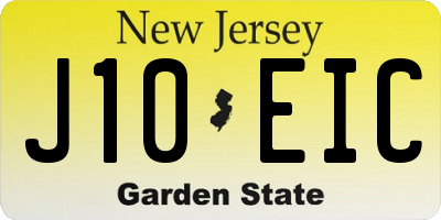 NJ license plate J10EIC