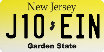 NJ license plate J10EIN