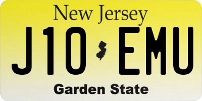 NJ license plate J10EMU