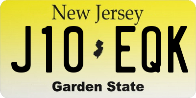 NJ license plate J10EQK