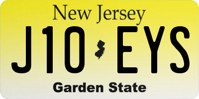 NJ license plate J10EYS