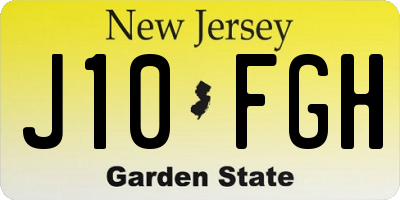 NJ license plate J10FGH