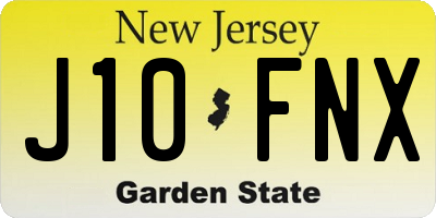 NJ license plate J10FNX