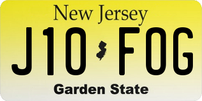 NJ license plate J10FOG