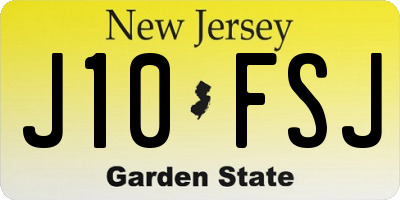 NJ license plate J10FSJ