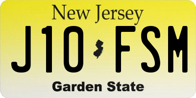 NJ license plate J10FSM
